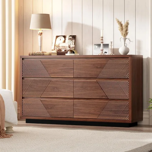 Vista 11 de Ieejdn 55.12" Modern Chest of Drawer, 6 Deep Drawers,Clothes Organizer,Large Storage Cabinet for Living Room, Bedroom,Dresser TV Stand, Wood Drawer