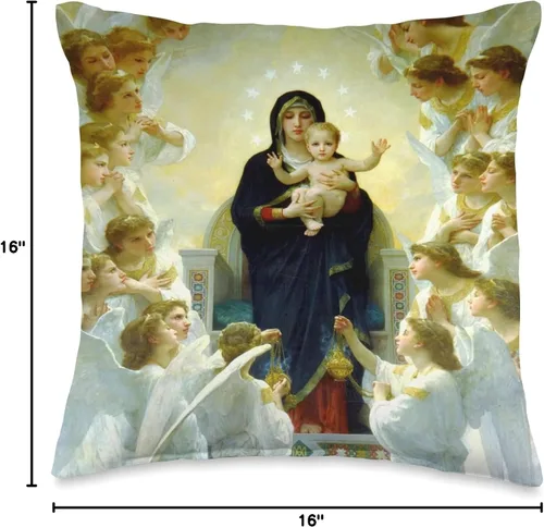 Vista 4 de Mary Queen of Angels Almohada de tiro 16x16, multicolor