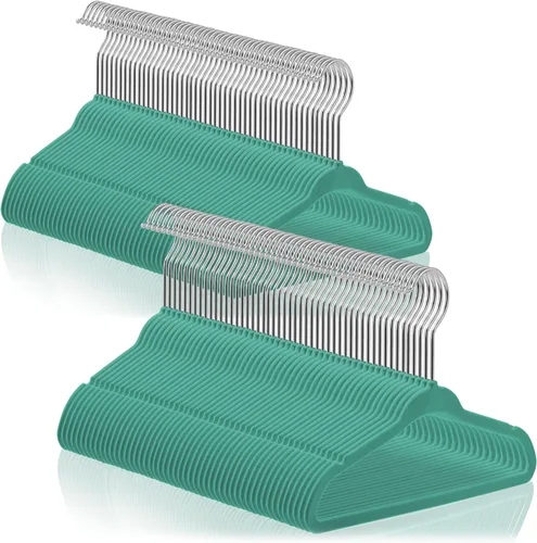 Vista 24 de Casafield 100 perchas de terciopelo para bebé, tamaño de 11 pulgadas para ropa de bebés y niños pequeños, color gris