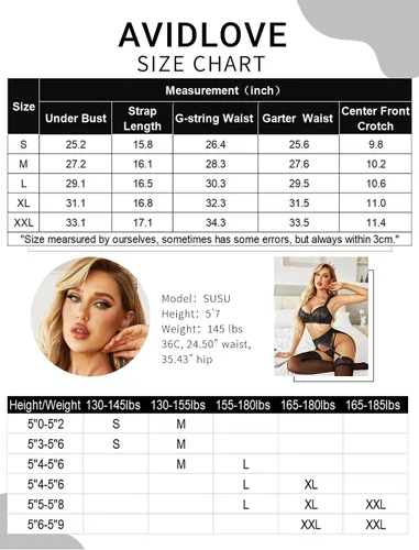 Vista 6 de Avidlove Conjunto de lencería de encaje con aro push up (sin medias)
