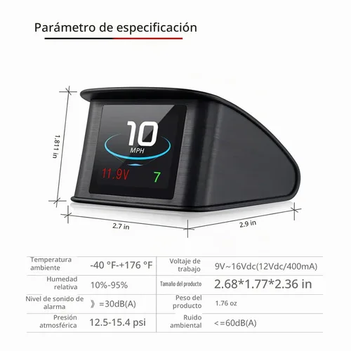 Vista 7 de Pantalla frontal inteligente, pantalla universal GPS de 2.2 pulgadas con pantalla de velocidad, altitud, voltaje, reloj y más alarma