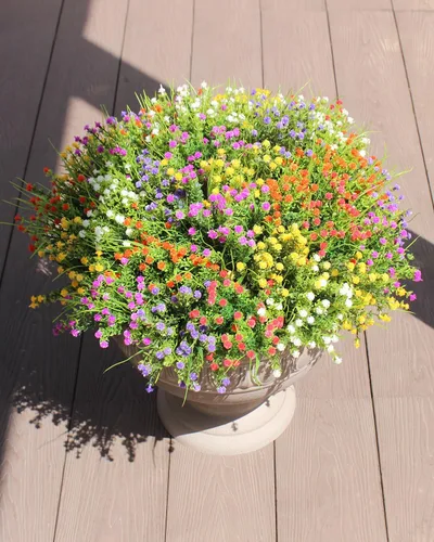 Vista 8 de JAKY-Global Flores artificiales Gypsophila Babysbreath - Ramo de plantas de agua falsas, 6 paquetes de plantas falsas, ramo de brida de boda