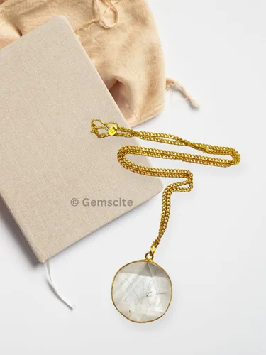 Vista 4 de GEMSCITE Colgante de estrella de David de cuarzo de cristal con cadena de 24 pulgadas y cordón de algodóncuero + bolsa, Piedra, Ágata