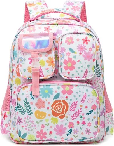 Vista 10 de Mochila para niñas de 5 a 8 años para jardín de infantes y escuela primaria Rosa
