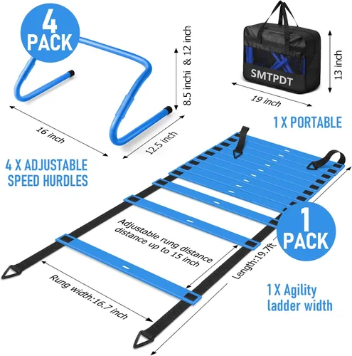 Vista 2 de Agility Ladder,Soccer Training Equipment Set,20ft Speed Ladder,4 Agility Hurdles,Football Basketball Training Equipment,Football Accessories for