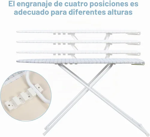 Vista 5 de Tabla de planchar de tamaño completo, plegable extendida para el hogar con cubierta resistente al calor, 42 pulgadas, pies antideslizantes, altura