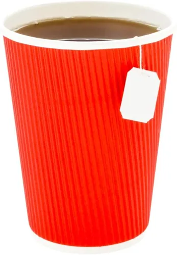 Vista 6 de Tazas para café de papel aislado, pared ondulada, kraft, 12 onzas - Caja de 25 unidades - tapas a juego: RWA0360B, RWA0360W, RWA0328LG, RWA0328GR
