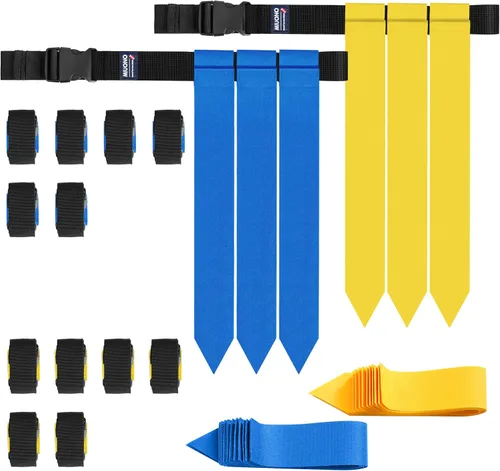 Vista 9 de Cinturones de fútbol con bandera, set de fútbol con bandera para adultos, niños y jóvenes, banderas de fútbol para entrenamiento y competición