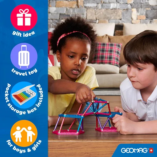 Vista 10 de Geomag Masterbox - Juguetes magnéticos para niños a partir de 8 años, 248 imanes educativos azules para niños, bloques magnéticos, azulejos