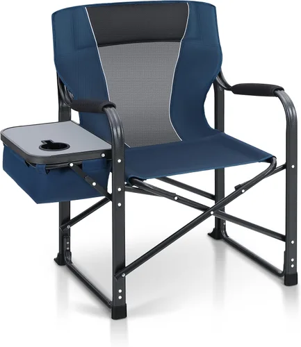 Vista 9 de LET'S CAMP Silla de director plegable de gran tamaño para exteriores, silla de campamento resistente con mesa auxiliar y bolsa enfriadora