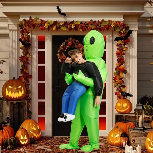Vista 6 de XIDAJIE Disfraz inflable de alienígena para adultos disfraz de Halloween disfraz de fantasía disfraz de cosplay para Halloween Pascua Navidad