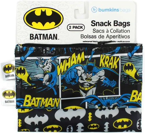 Vista 6 de Bumkins - Bolsas reutilizables para snacks, para almuerzo escolar de niños y porciones para adultos, tela lavable, bolsa con cierre de tela