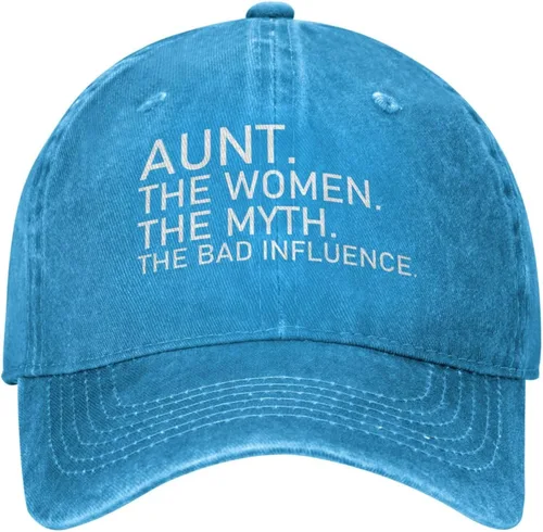 Vista 2 de YVNUM Unisex Baseball Hats Adjustable Aunt The Women The Myth The Bad Influence Washed Denim Classic Dad Hat