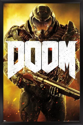 Vista 7 de Doom - Póster de pared marino, 22.4 pulgadas de largo x 14.7 pulgadas, versión enmarcada en madera de granero