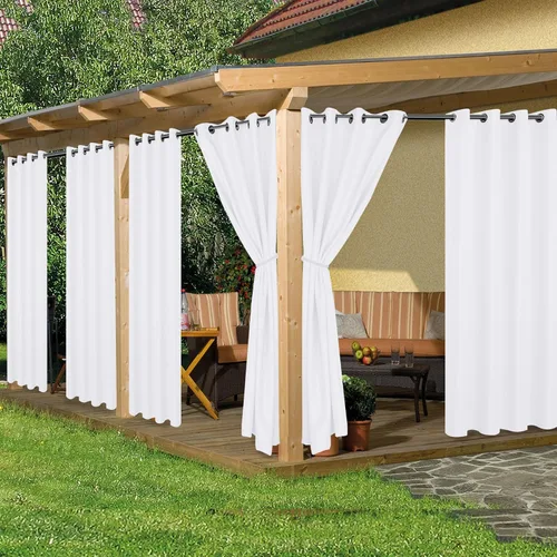 Vista 17 de HolidayIdeas Cortinas impermeables para patio, 4 paneles, 54 x 84 pulgadas, protección de privacidad y filtrado de luz, cortinas exteriores con Negro