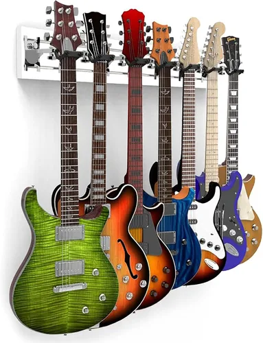 Vista 36 de DLDIRECT DiamondLife - Soporte de pared para guitarra color rojo cereza de 48 pulgadas, 3 perchas cromadas con bloqueo de seguridad acolchado