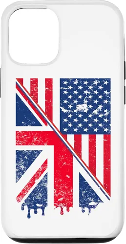 Vista 27 de Funda para iPhone 15 Union Jack y bandera estadounidense para expatriados británicos y estadounidenses