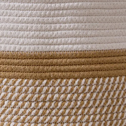 Vista 2 de Luxury Little Cesta de almacenamiento extragrande para guardería, 20 x 20 x 13.8 pulgadas, 100 % algodón con asas, cesta de manta para juguetes