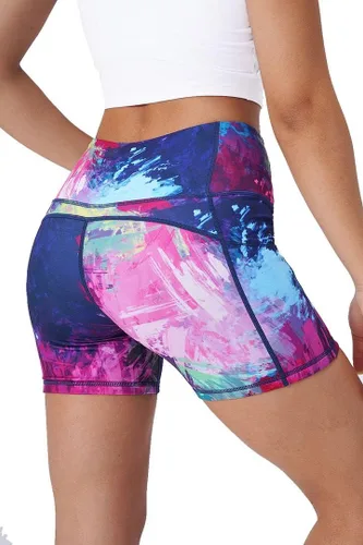 Vista 3 de Tough Mode Pantalones cortos deportivos súper suaves de 5 pulgadas para mujer, con bolsillos, para ciclismo, fitness, entrenamiento, correr, yoga