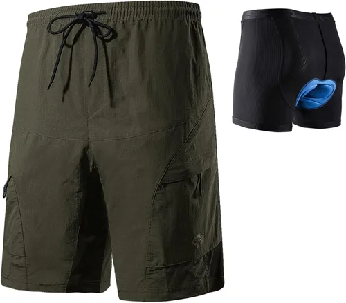 Vista 10 de Santic Coolmax - Pantalones cortos de ciclismo de montaña para hombre coolmax, ligeros Con calzoncillos acolchados-negro