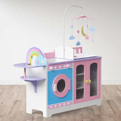 Vista 2 de Teamson Kids – Olivia's Classic 6 en 1 - Estación de Cambio de Muñecas Bebé con Almacenamiento, Muebles de Muñecas de Juego de Simulación Morado