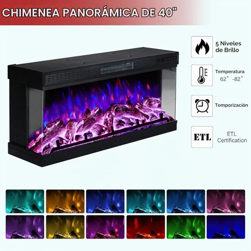 Vista 4 de LUXOAK Soporte de TV con chimenea de 75 pulgadas con chimenea eléctrica de Blanco envejecido