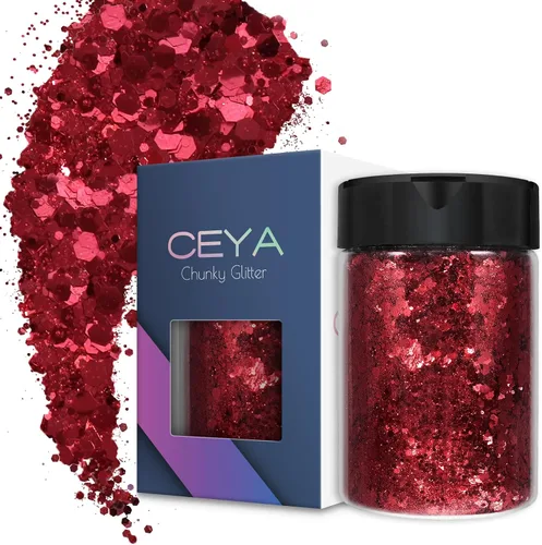 Vista 8 de Ceya Juego de purpurina gruesa de 32 colores, 11.28 onzas/11.29 oz de purpurina para manualidades en polvo mezclado con copos gruesos y finos cada