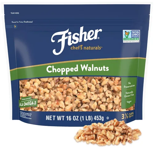 Vista 11 de Fisher Chef's Naturals - Nueces picadas, 6 onzas, 100% nueces sin sal de California para hornear y cocinar, bocadillos saludables para adultos
