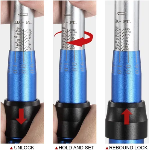 Vista 6 de BULLTOOLS Juego de llaves dinamométricas de clic de 1/2 pulgada, llave dinamométrica ajustable de 90 dientes de doble dirección con hebilla