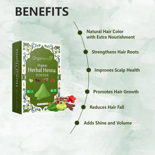 Vista 5 de Polvo de henna herbario orgánico para el cabello – 100% puro y natural, color y acondicionador sin químicos – Fortalece, 3.53 oz