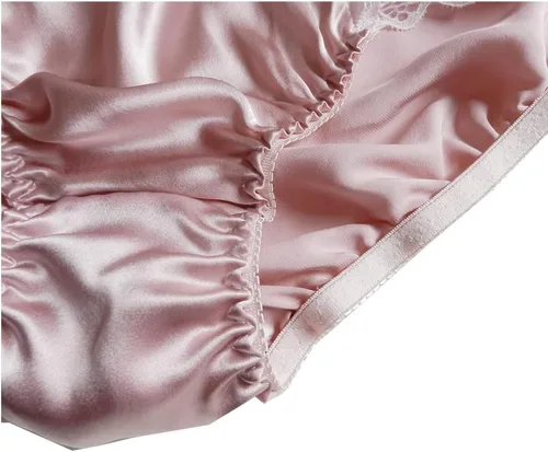 Vista 4 de Bragas de seda de morera 100% pura para mujer, ropa interior de encaje suave, talla S, M, L, XL