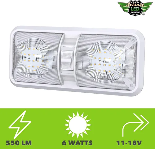 Vista 5 de Aplique de luz LED para techo de RV con doble cúpula y interruptor de encendido/apagado para iluminación interior de coche/RV/remolque/camper/barco