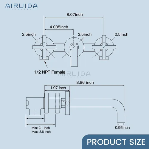 Vista 8 de Airuida Grifo de baño de latón macizo con boquilla giratoria 360, grifo mezclador de lavabo con válvula áspera y asas cruzadas dobles de latón Latón