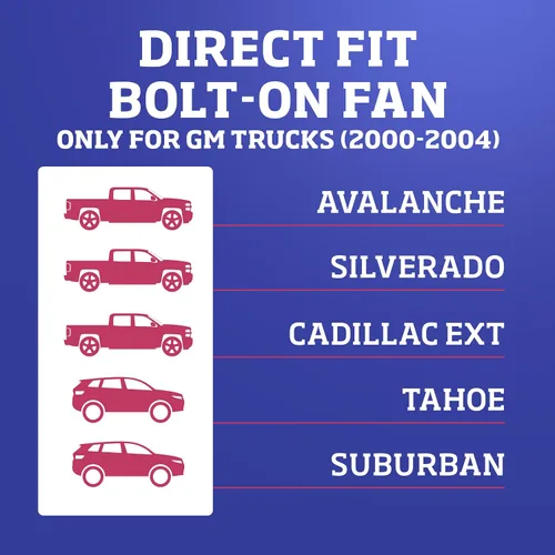 Vista 3 de Ventilador de camión Chevy (solo para núcleos de 34"), modelo 282 '00-'04, de Flex-a-lite