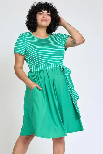 Vista 5 de Eloges - Vestido midi de manga corta en contraste para mujer con bolsillos S-3X Plus