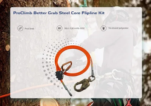 Vista 3 de Kit de línea de sujeción Better Grab ProClimb con núcleo de acero (1/2 pulgada x 3.05 metros) - Correa ajustable para árboles, de baja elasticidad