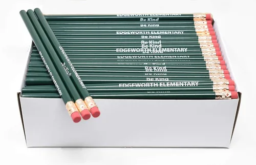 Vista 20 de Pencil Guy Lápices redondos impresos personalizados promocionales.-500 por caja Rosado