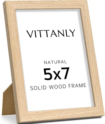 Vista 52 de Vittanly - Marco de fotos de 4 x 6 pulgadas de madera maciza con plexiglás, incluye paspartú de 3,5 x 5, para colgar en la pared o poner sobre una