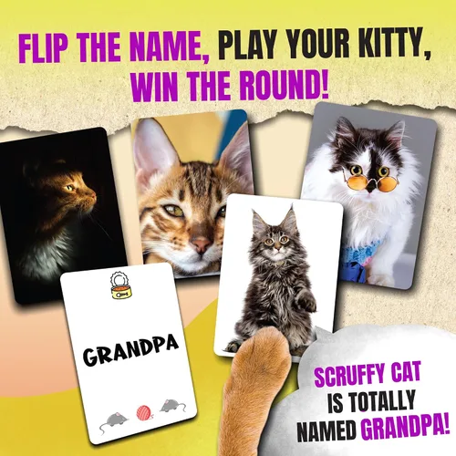 Vista 3 de Name that Kitty - Divertido juego de gatos para niños que es ideal para la noche de juegos en familia Juguete con temática de gato de 100 cartas