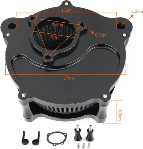 Vista 2 de Filtros de filtro de aire para motocicleta, kit de filtro de aire estilo calavera, apto para Harley FLHR Road King FLHX Street Glide FLTRX Road