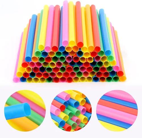 Vista 6 de 300 pajitas de batido jumbo de 8.2 pulgadas desechables de plástico, pajitas Boba de 0.43 pulgadas grandes de boca ancha para beber té de burbujas