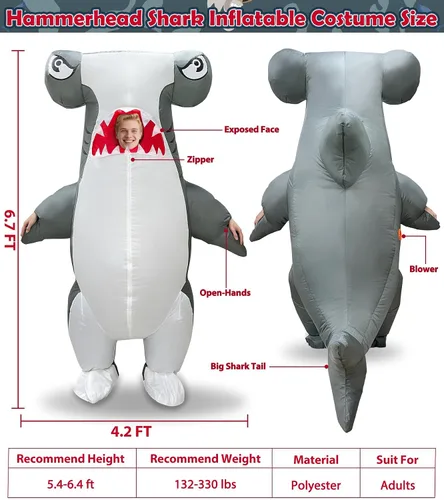 Vista 4 de Disfraz inflable de tiburón martillo de Halloween para fiesta de cosplay