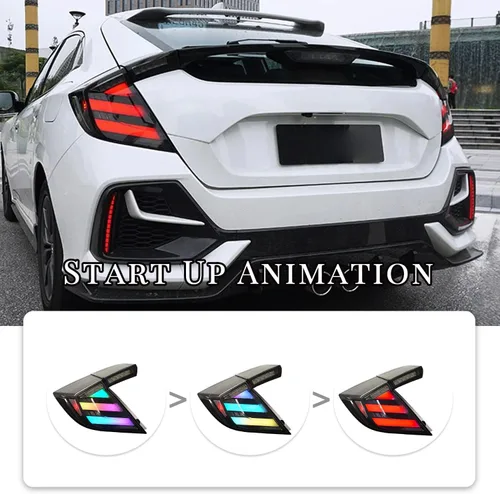 Vista 7 de HCmotion Conjunto de luces traseras LED para Honda Civic 10Th Gen Hatchback Tipo R FK7 FK8 2016-2021 con señal secuencial, animación LED DRL Start