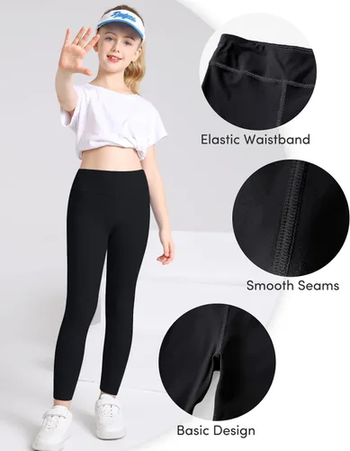 Vista 5 de Domee Girls Athletic Leggings Workout Yoga Pants Pack of 3