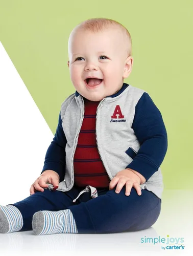 Vista 2 de Simple Joys by Carter's Baby Boys' 4-Piece Jacket, Pant, and Bodysuit Set