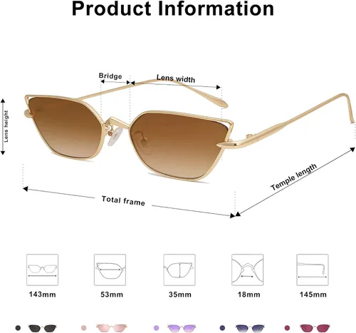Vista 4 de SOJOS Gafas de sol pequeñas Cateye Moda Estrecha Diversión Moda Rectángulo Sunnies SJ1127