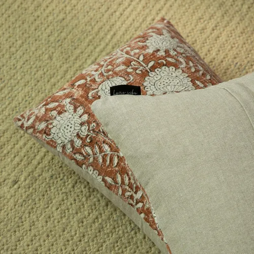 Vista 5 de Fundas de Almohadas Decorativas de Algodón Indio Vintage con Estampado a Mano, Juego de 2, Funda de Cojín, Funda de Almohada para Sofá Sofá-Cama