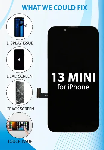 Vista 6 de Ayake Reemplazo de pantalla para iPhone 13 Mini, pantalla LCD FHD de 5.4 pulgadas y pantalla digitalizadora táctil, True Tone programable, Face ID