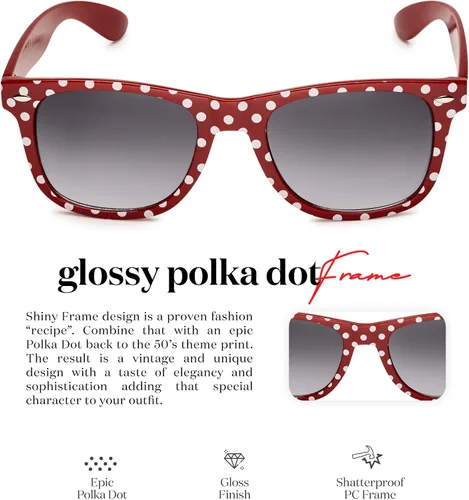 Vista 3 de Retro Rewind Gafas de sol vintage de lunares para mujer UV400