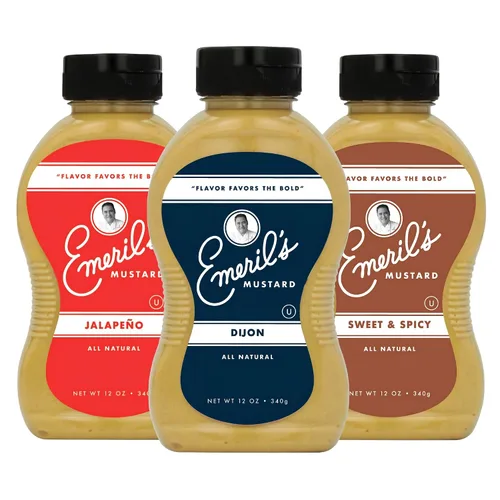 Vista 8 de Emeril Lagasse Mostaza gourmet – Dijon, jalapeño y dulce picante – 12 oz de salsa de mostaza natural prémium (individual/paquete de 1, Dijon)
